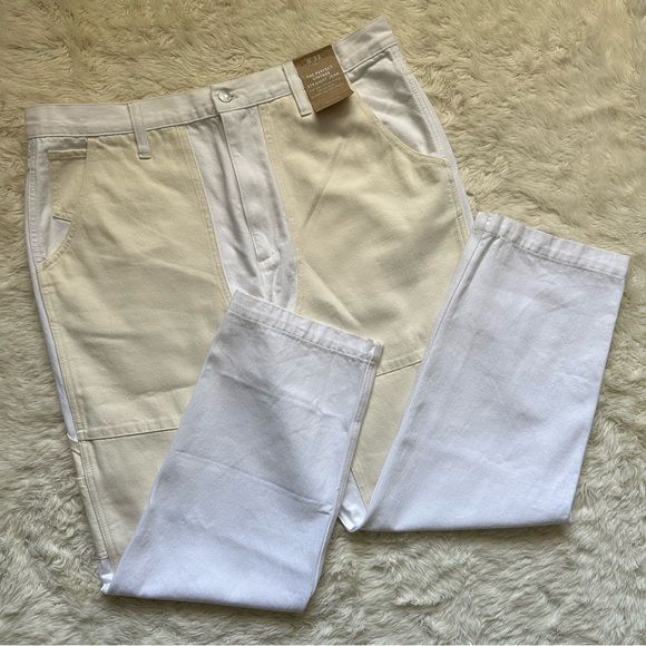 Madewell Jeans The '90s Straight: Two-Tone Workwear Edition White 33 NWT New - Picture 3 of 13